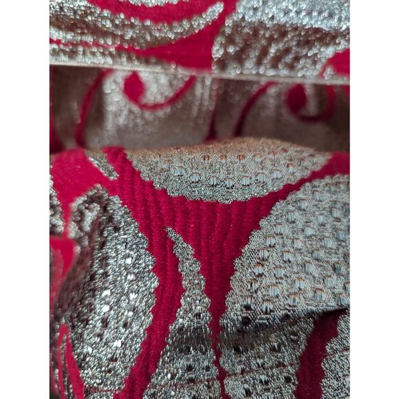 VTG 70's Fernando Sanchez Short Robe Evening Blazer Gold Metallic Red Ribbed Tie - Picture 10 of 12